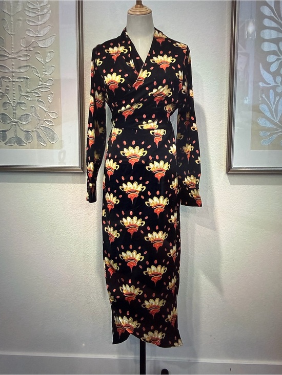 Never Fully Dressed Dresses & Skirts - #130 Never Fully Dressed Black Midi Dress with Yellow & Orange Floral Print